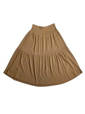 The Territory Ahead Tiered Maxi Skirt Brown Cotton Blend Womens Size S